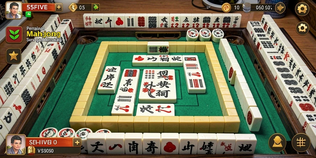 Tampilan gameplay Mahjong di 55FIVE yang menarik.