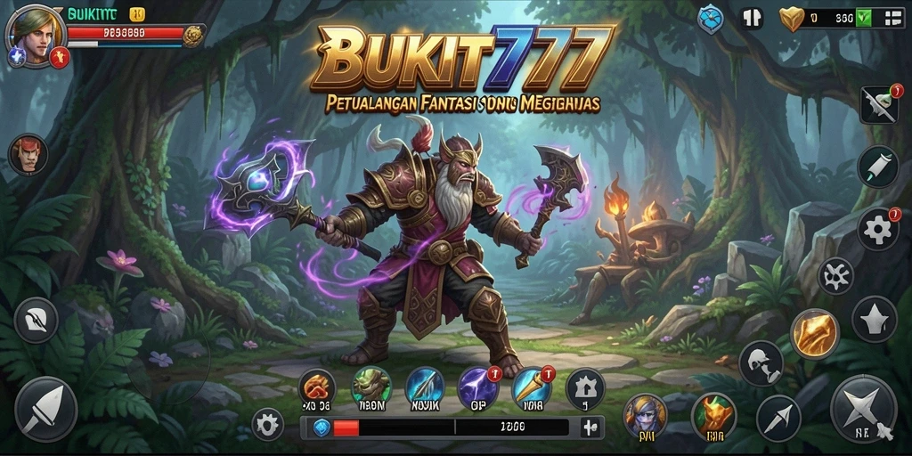 Tampilan gameplay RPG BUKIT777 dengan karakter yang beraksi seru.