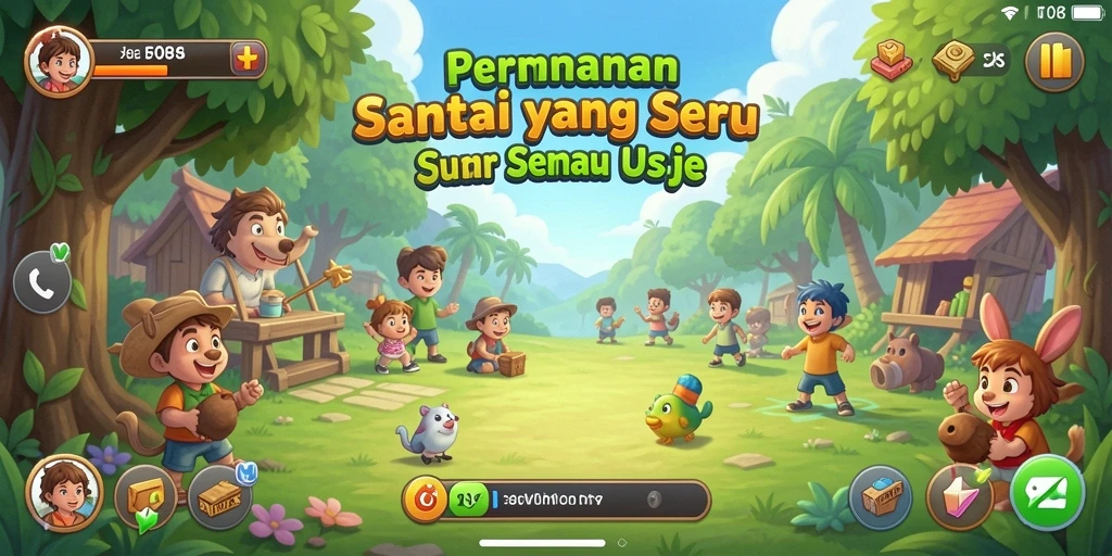 Tampilkan permainan seru di F08 dengan karakter yang lucu.