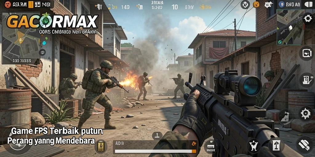 Screenshot GACORMAX menampilkan aksi tembak-menembak yang mendebarkan.