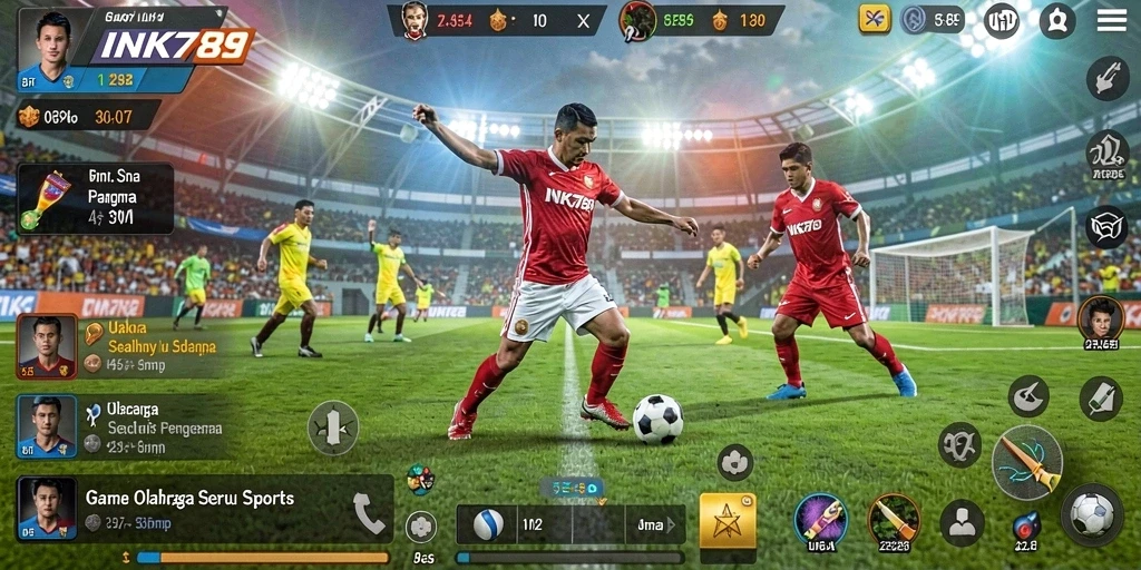 Screenshot utama gameplay INK789 yang menampilkan aksi seru dalam olahraga.