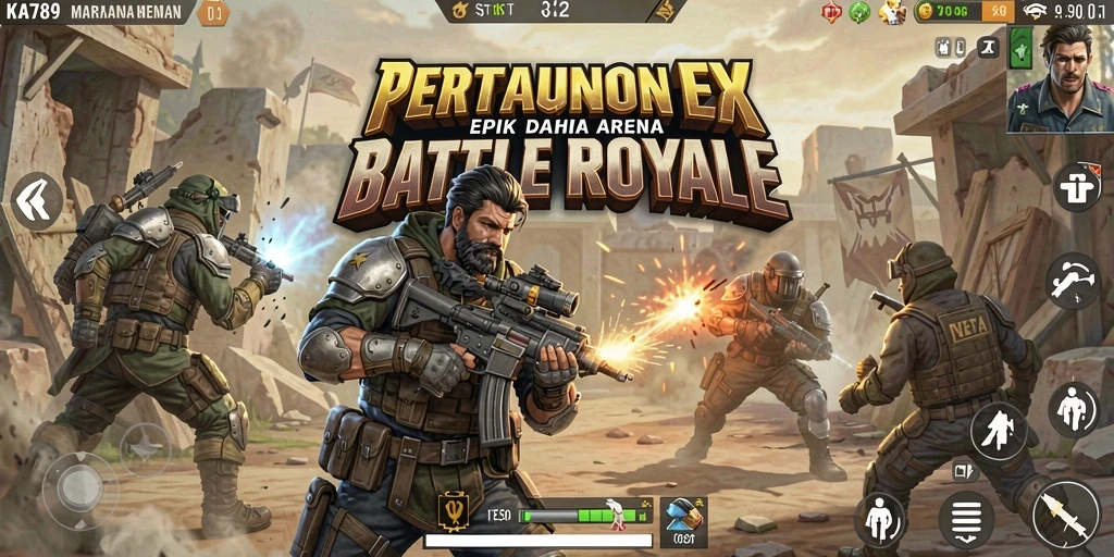 Screenshot dari gameplay KA789 menunjukkan aksi seru di arena Battle Royale.