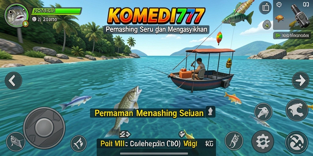 Tangkapan besar di layar, menunjukkan aksi memancing yang mendebarkan.
