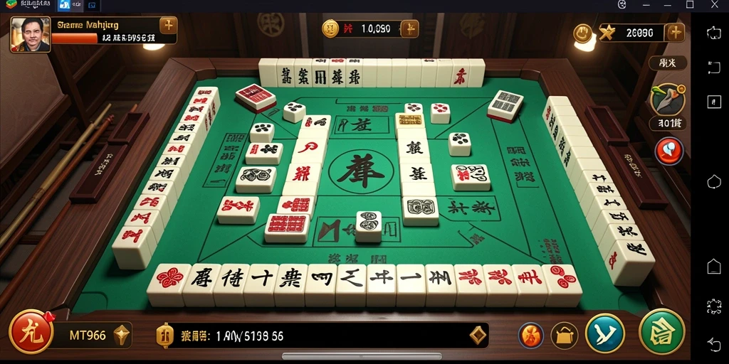 Tampilan gameplay seru MT966 di atas meja Mahjong.