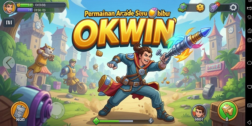 Screenshot gameplay OKWIN menampilkan aksi seru dalam permainan Arcade.