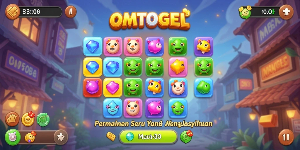 Gambaran gameplay seru OMTOGEL dengan tantangan Match-3.