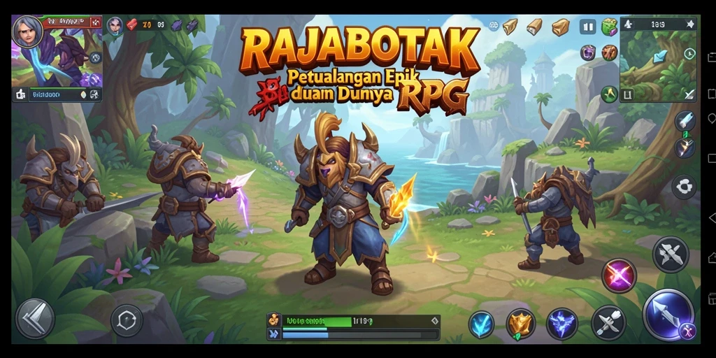Tampilan dari gameplay <strong>RAJABOTAK</strong> yang menampilkan pertempuran seru di arena RPG.