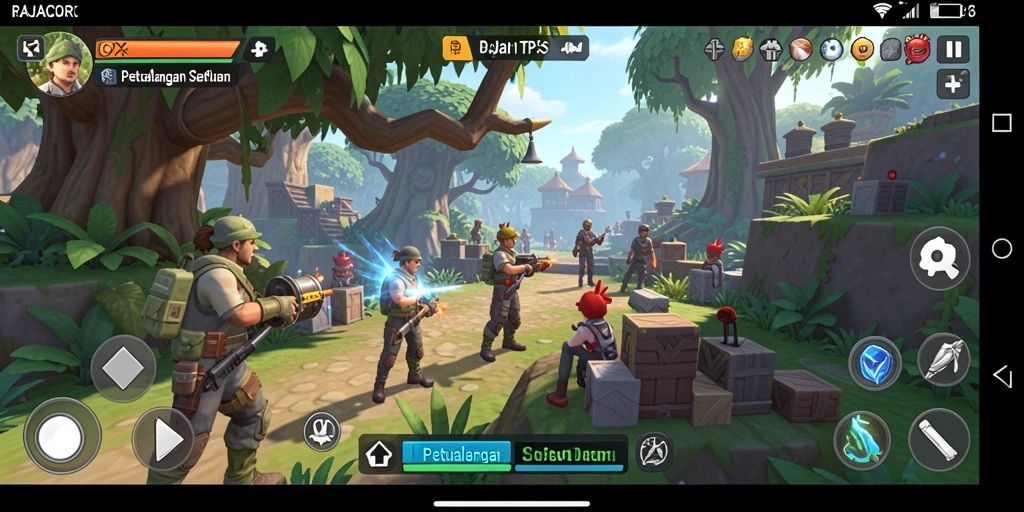 Screenshot gameplay RAJACORC menampilkan aksi seru di dunia TPS.