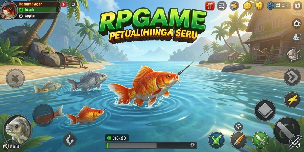 Screenshot RPGAME menampilkan pengalaman memancing yang epik dan mendebarkan.