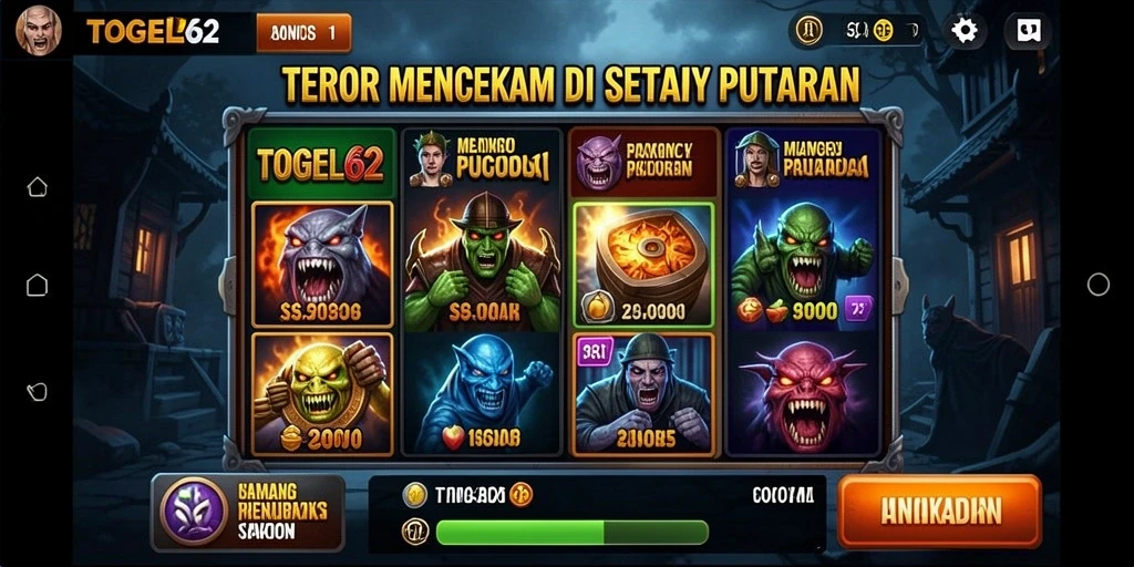 Tangkapan layar menampilkan momen mencekam dari TOGEL62 dengan atmosfer horor yang kuat.
