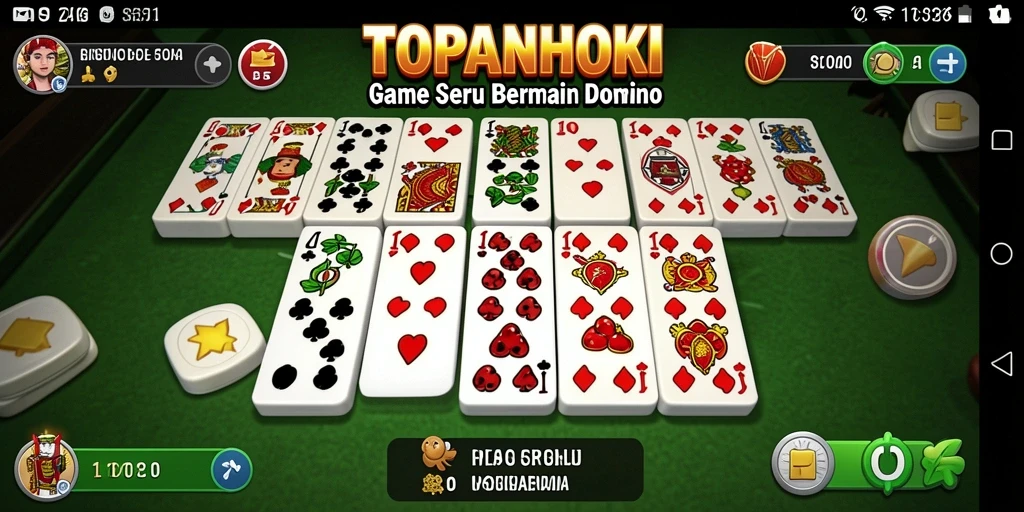 Screenshot gameplay TOPANHOKI dengan aksi domino yang seru.