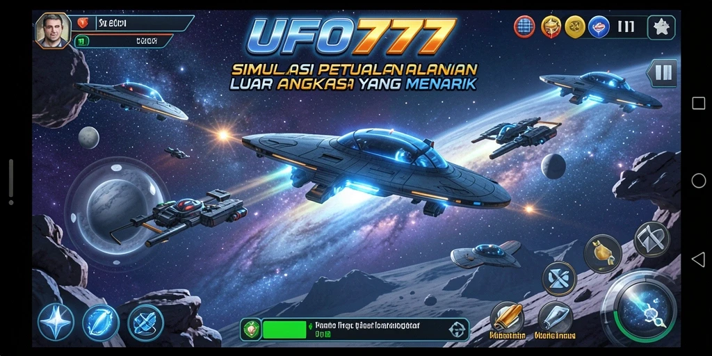 Tampilan gameplay <strong>UFO777</strong> saat menjelajahi planet baru yang menakjubkan.