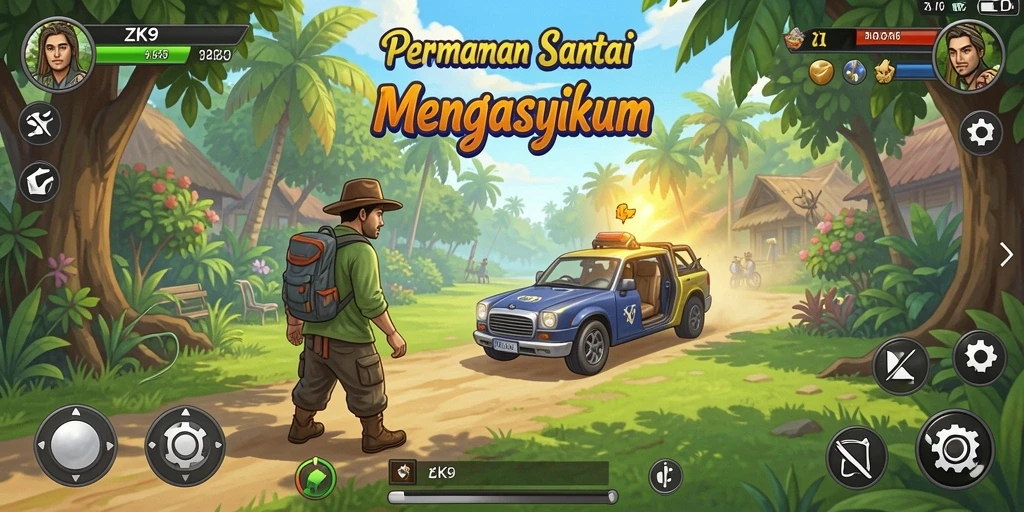 Screenshot gameplay ZK9 yang menampilkan karakter lucu dan level menantang.