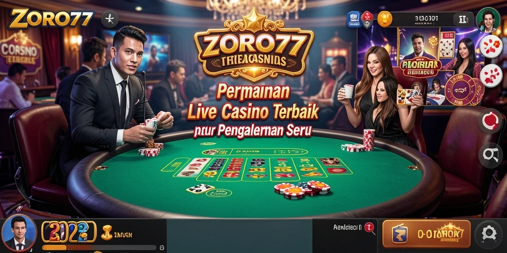Gameplay seru di aplikasi Live Casino ZORO77 dengan dealer langsung.
